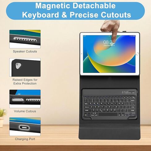 for iPad Pro 12.9 Case with Keyboard, Magnetic Detachable Wireless Bluetooth Keyboard, Slim Protection Case with Pencil Holder for iPad Pro 12.9 2nd 2017/1st 2015 Gen (A1670/A1671/A1584/A1652), Black in Kuwait