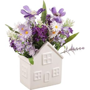Small Fake Flowers Plants, Mini Artificial Lavender Flowers Purple Daisy in Ceramic Pot, Faux Potted Plants for Centerpiece Table Decorations Home Office Bathroom Tabletop Spring Decor in Saudi Arabia