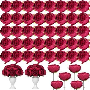 50 Pcs Artificial Peony Flower Bulk 3.5 Inch Silk Peony Flowers Heads with Stems Realistic Fake Roses for DIY Wedding Craft Bridal Bouquets Table Centerpieces Vase Home Decor (Pink) in Kuwait