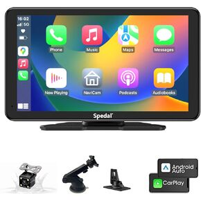 Spedal 7'' Apple CarPlay Screen with Android Auto, CL798 Portable Touchscreen with Portrait & Landscape Modes, Magnetic Bracket, GPS Navigation, Mirror Link, Bluetooth, Voice Control, OTA Update in Saudi Arabia