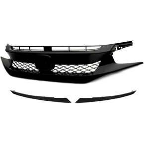 ALLGOOD Front Bumper Grill Hood Mesh Grille w/Eyebrow Compatible with Honda Civic Sedan & Coupe 2019-2020; Fit Honda Civic 5-Door Hatchback & Si Models 2020 Black in Kuwait