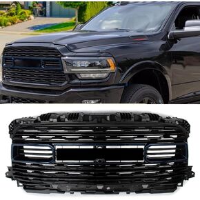 مجموعة شواية أمامية MIC بدون فتحة كاميرا متوافقة مع 2020-2024 دودج رام 2500 3500 4500 شبكة أفقية (أسود لامع بدون فتحة كاميرا) in Kuwait
