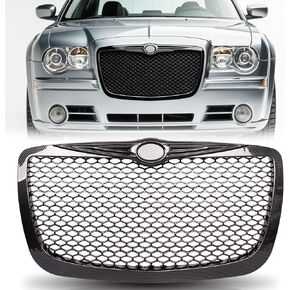Gloss Black Front Grille Bumper Grill Compatible with 2004 2005 2006 2007 2008 2009 2010 Chrysler 300 300C, Mesh SRT Style in Kuwait