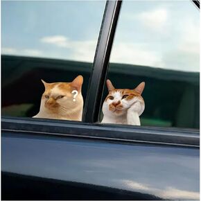 قطعتان من ملصقات ميمي للسيارة والقطط، ملصق من الفينيل مضحك للقطط لأبواب نوافذ المركبات والشاحنات، ديكور سيارات لطيف (4 بوصات) in Kuwait