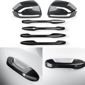 CNAURDA Carbon Fiber ABS Car Exterior Mirror Cover Protective Cap & Door Handle Covers Replace Side Rearview Mirror Trim Accessories Compatible with Hyundai Palisade 2020-2025,Pack of 6 in Kuwait