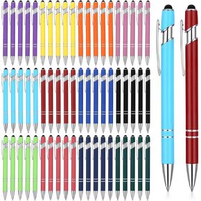60 قلم حبر جاف مع طرف قلم - قلم منقوش لشاشات اللمس، قلم معدني قابل للنقش 2 في 1، 5 ألوان (طرف 1.0 مم/ 0.04 بوصة) in Kuwait
