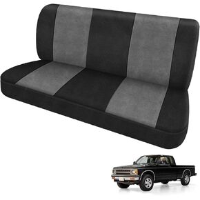 Seat Cover Compatible with 1982-1991 Chevy S10 Solid Bench Without Headrest, Dutch Velvet, Black and Charcoal in Kuwait