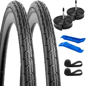 YUNSCM 2-PCS 700C Bike Tires 700x35C/37-622 and 700C Heavy Duty Bike Tubes Presta Valve with 2 Rim Strips Compatible with 700 x 33C 700x34C 700x35C 700x36C 700x37C Bike Bicycle Tires and Tubes (Y1076) in Kuwait