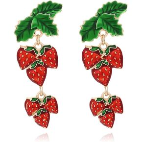 Cute Strawberry Earrings for Women Sweet Red Strawberry Dangle Earring Strawberrys Drop Earring Fruit Earrings Jewelry in Saudi Arabia