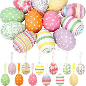 12 Pcs Colorful Easter Eggs Foam Hanging Tree Ornaments Easter Egg Bulk for Home Hunt Party Favors Decorations Supplies in Kuwait