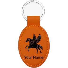 LaserGram Oval Keychain, Pegasus, Personalized Engraving Included (Dark Purple) in Saudi Arabia