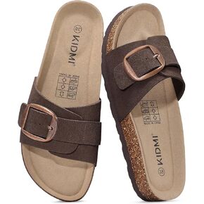 KIDMI Genuine Suede Cork Footbed Sandals for Women Comfortable Summer Slides with Buckle in Kuwait