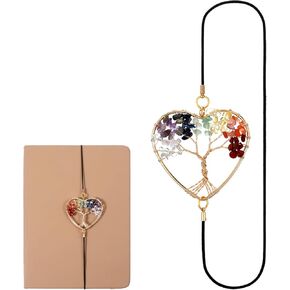 Crystal Tree Elastic Bookmark, Rose Golden Heart Shape Crystal Tree Bookmark, 7 Chakra Crystals Elastic Bookmarks for Women, Vintage Bookmarks for Birthday, Mothers Day, Thanksgiving, Valentines in Kuwait