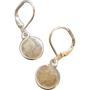 Handmade Lightweight Womens Silver Gold Resin Small Drop Earrings on Silvertone Leverback Beads by Bettina in Kuwait