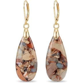 Natural Healing Teardrop Stone Leverback Dangle Drop Earrings Statement Gold earrings in Kuwait