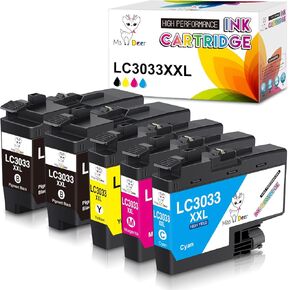 خرطوشة حبر Miss Deer LC3033 BK/C/M/Y، بديلة متوافقة لطابعة Brother LC3033XXL LC-3033، تعمل مع طابعة Brother MFC-J995DW MFC-J995DWXL MFC-J815DW MFC-J805DW MFC-J805DWXL، 5 عبوات in Kuwait