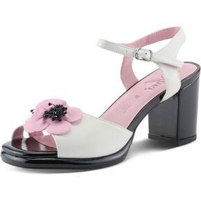 صندل جلدي نسائي من Azura Katriel بنمط زهور وراحة مبطنة in Kuwait