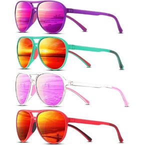 KUGUAOK 4PACK Polarized Aviator Sunglasses for Women Men Sports Style UV400 Protection Running Sun Glasses Vintage Trendy Shades-AA112 in Kuwait