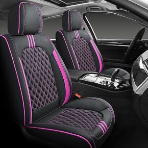 غطاء مقعد السيارة YOEOSO مكون من 5 مقاعد، مجموعة كاملة تناسب معظم السيارات وسيارات الدفع الرباعي والوسائد الهوائية المتوافقة مع واقيات وسادة مقعد السيارة المصنوعة من الجلد الصناعي (رمادي فواكه خضراء) in Kuwait