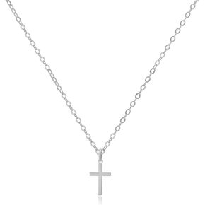 قلائد الصليب الذهبي للنساء | 1 سم 925 قلادة صليب من الفضة الاسترليني على سلسلة متقاطعة | هيبوالرجينيك | لذيذ والحد الأدنى | أحجار الراين (لا يوجد حجر الراين) in Kuwait