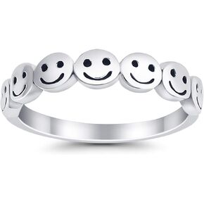 شركة بلو أبل. حلقة دائرية بوجه مبتسم من الفضة الإسترليني عيار 925 in Kuwait