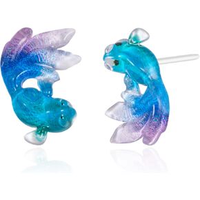 أقراط بلاستيكية، أقراط بلاستيكية على شكل سمكة ذهبية - زوجان من المسامير المضادة للحساسية من KMEOSCH للأذنين الحساسة in Kuwait