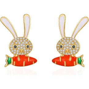 Easter Earrings for Women,Cute Bunny Egg Stud Earrings Hypoallergenic zirconia Rabbit Dangle Earring Easter Costume Holiday Jewelry (Style-H) in Kuwait