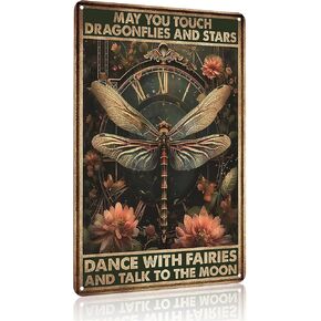 FunnySign Dragonfly Gifts Vintage Dragonfly Decor May You Touch Dragonflies And Stars Funny Tin Sign for Home Bedroom Living Room Kitchen Cafe Decor 8x12 Inch(3944) in Saudi Arabia