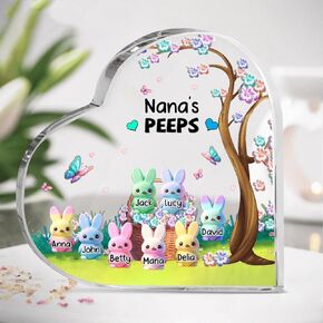 Custom Heart Shaped Acrylic Grandma Easter Decor, Bunnys & Eggs Day House Decor for Moms, Grandmas, Nanas in Kuwait
