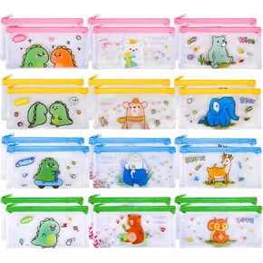 36 Pcs Back to School Gifts Cartoon Mesh Pencil Pouch Bags Plastic Zipper Pouch 8×4 Inch for Classroom Organization School Office Supplies (36) in Kuwait