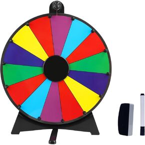 iElyiEsy 12" Prize Wheel 12 Slots Tabletop Spinning Wheel for Prizes with Stand, Dry Erase Marker and Eraser for Trade Show Carnival Party Pub Fortune Game in Saudi Arabia