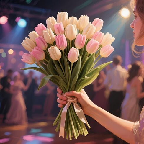 10pcs Artificial Tulips Flowers Fake Faux PU Tulip Bouquet Real Touch Flower Arrangement for Home Room Office Party Wedding Decoration Excellent Gift Idea for Mothers Day in Saudi Arabia