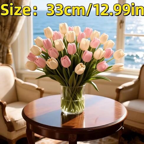10pcs Artificial Tulips Flowers Fake Faux PU Tulip Bouquet Real Touch Flower Arrangement for Home Room Office Party Wedding Decoration Excellent Gift Idea for Mothers Day in Saudi Arabia