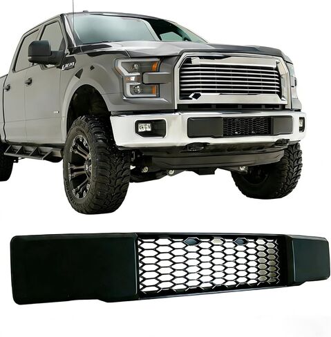 Front Bumper Mesh Grille Compatible with Ford F150 2015-2017 Lower Center Bumper Grill ABS Grilles Matte Black in Saudi Arabia