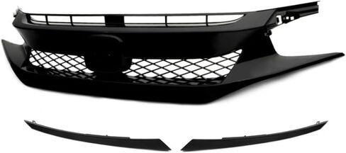 ALLGOOD Front Bumper Grill Hood Mesh Grille w/Eyebrow Compatible with Honda Civic Sedan & Coupe 2019-2020; Fit Honda Civic 5-Door Hatchback & Si Models 2020 Black in Kuwait