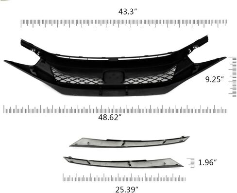 ALLGOOD Front Bumper Grill Hood Mesh Grille w/Eyebrow Compatible with Honda Civic Sedan & Coupe 2019-2020; Fit Honda Civic 5-Door Hatchback & Si Models 2020 Black in Kuwait