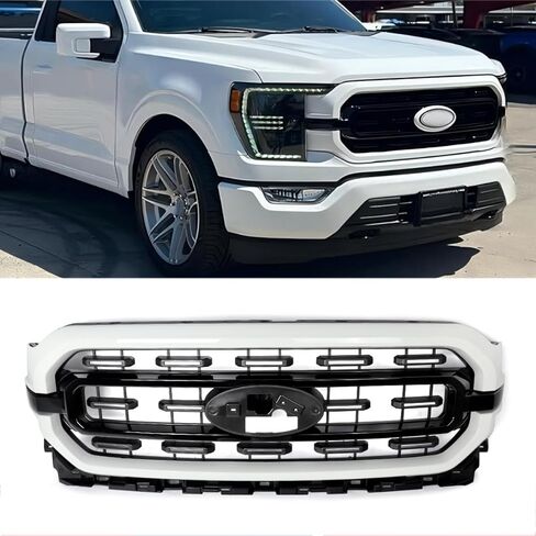شواية المصد الأمامي باللون الرمادي أفالانش متوافقة مع 2021-2023 Ford F-150 F150 XLT Style Pickup DR Front Upper Grill لاستبدال ML3Z8200AA in Kuwait