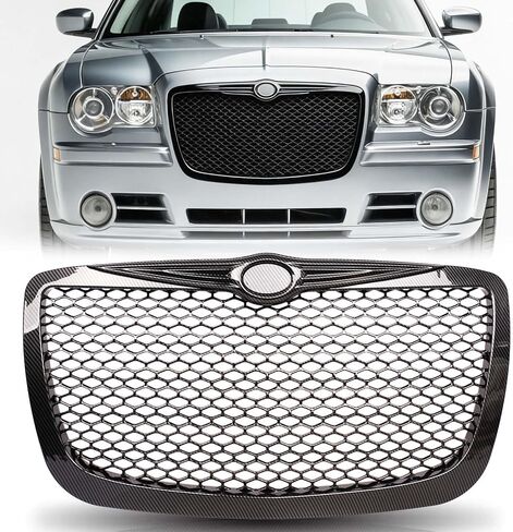 Gloss Black Front Grille Bumper Grill Compatible with 2004 2005 2006 2007 2008 2009 2010 Chrysler 300 300C, Mesh SRT Style in Kuwait
