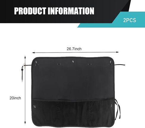 2 PCS Car Side Window Sunshade, Breathable Anti-wrinkle Light Shelter Storage 2-in-1 Cooling Heat Privacy Protection Sunshade, Multi-functional Accessories, Suitable for Most Cars (Black) in Kuwait