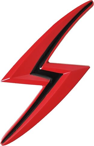 ملصق S Lightning Emblem S Lightning Badge الجديد سميك عالمي لجميع المركبات وجميع الأماكن المسطحة مصنوع من المعدن باللون الأسود مع حافة حمراء in Kuwait