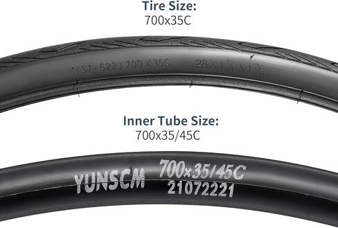 YUNSCM 2-PCS 700C إطارات الدراجة 700x35C/37-622 60TPI و700C أنابيب الدراجة صمام شريدر مع شريطين حافة متوافق مع 700x33C 700x34C 700 x 35C 700x36C 700x37C إطارات وأنابيب الدراجة (W-3107) in Kuwait