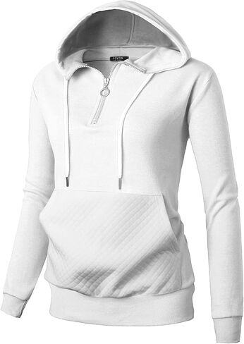 GIVON Womens Lightweight Thin Quarter Zip Up Pullover Hoodie Sweatshirt with Plus Size in Kuwait