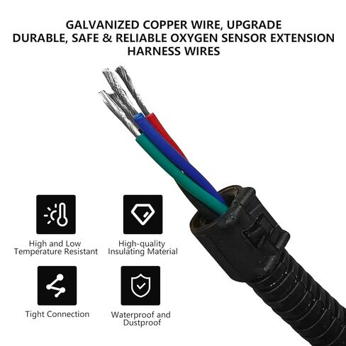 2Pcs 12" 6 Pin Oxygen Sensor Extension Harness Wires for Ford Mustang GT 5.0L V8 and 3.7L V6 2015-2017 Rectangular Connector Front in Saudi Arabia