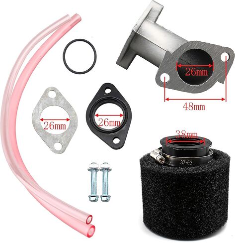 VM22 26 مللي متر المكربن/مدخل الأنابيب المنوع/فلتر الهواء ل أبولو ليفان YX Zongshen 110cc 125cc 140cc XR50 CRF70 الأنابيب حفرة الترابية دراجة نارية أجزاء in Kuwait