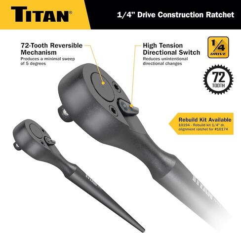 Titan Forge 10174 1/4-Inch Drive x 6-Inch 72 Tooth Construction Spud Ratchet in Saudi Arabia