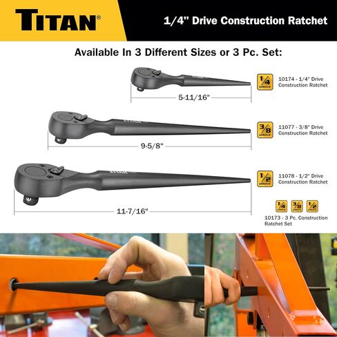 Titan Forge 10174 1/4-Inch Drive x 6-Inch 72 Tooth Construction Spud Ratchet in Saudi Arabia