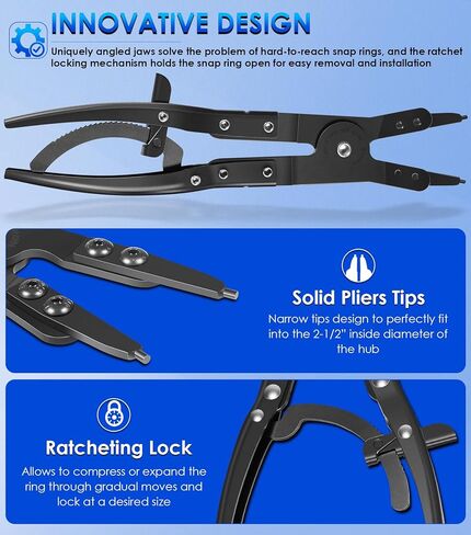 Upgraded 38700 Spindle Snap Ring Pliers for Ford Super Duty Pickups 2007 and Newer, Heavy Duty Internal External Snap Ring Pliers with Ratchet Locking Mechanism in Saudi Arabia