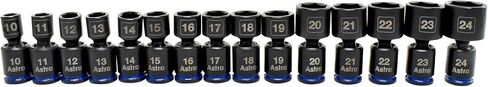 Astro Tools 78315 3/8" Drive 10-24mm Pinless Universal Impact Sockets - No Skips - 15 Piece in Kuwait