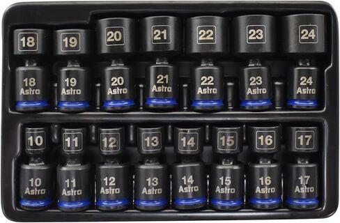 Astro Tools 78315 3/8" Drive 10-24mm Pinless Universal Impact Sockets - No Skips - 15 Piece in Kuwait