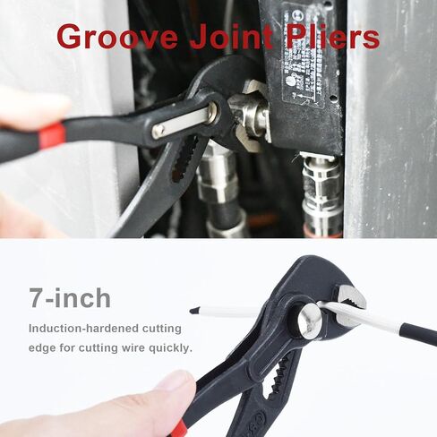 3PCS Groove Joint Pliers, 7Inch & 10Inch Water Pump Pliers, 8Inch Slip Joint Plier, Fast Adjustable Channel Locks Plier Set with Quick Release & V-Jaw Tongue for Gripping & Repair in Kuwait